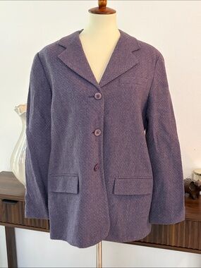 Hillard & Hanson Dusty Purple Notch-Lapel Wool Blend Blazer Sz 16 Vintage